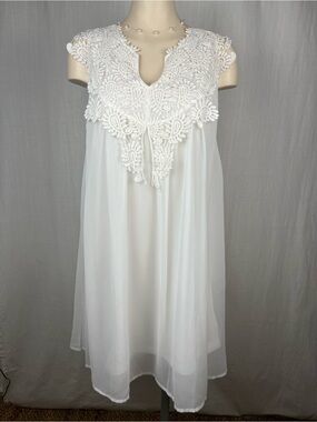 White Lace-Trim Midi Dress XL